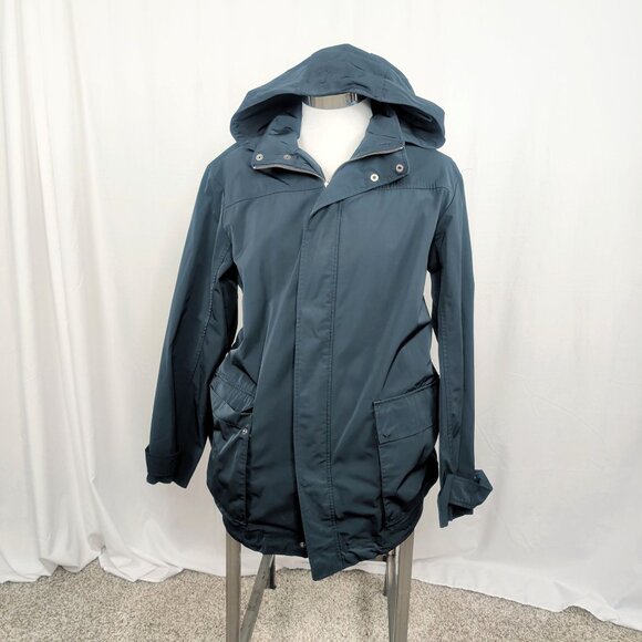 Cole Haan Rain Coat Jacket Medium Blue Hood - Picture 12 of 12